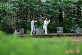 常德放晴迎仲夏 市民公园里乐享绿美生活